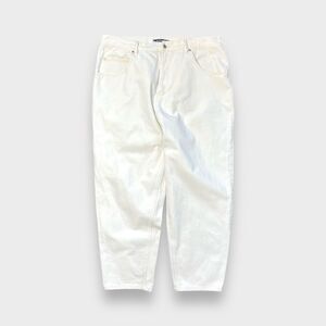 Vtg 90s Anchor Blue Loose White Jeans, Baggy Skate Grunge Wide Leg, Heavy 38 30